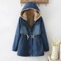 Women Denim Winter Coat 2017 Casual Loose Print Patchwork Plus Velvet Thick Outerwear Tops Warm Long