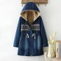 Women Denim Winter Coat 2017 Casual Loose Print Patchwork Plus Velvet Thick Outerwear Tops Warm Long