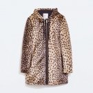 Original ZA 2015 Women Winter Leopard Faux Fur Padded Cotton Hooded Quilted Lining Jacket Long Parka