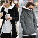 Autumn Winter Women Hoodies Sweatshirts Coat Zipper Thick Plus velvet Black Casual Coats Jackets Plu