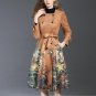 Women Coat Double Breated Warm Velvet Vintage Autumn Winter Coat Floral Printed Fashion High-End Bel