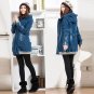 Women\'S Korean Long Section Plus Velvet Denim Jacket Large Size Casual Patchwork Winter Cotton Padd