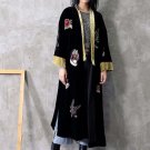 HIGH QUALITY New Fashion 2017 Winter Designer Trench Coat Women\'s Long Sleeve Embroidery Velvet Lon
