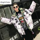 Camouflage Print Cotton Padded Jacket Dual Use 2017 Winter Women Street Warm Thick Coat  hooded LT11