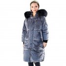 New Women Korean Velvet Coat Women Slim  Long Hooded Faux Fur Collar Padded Jacket  Winter Warm Casu