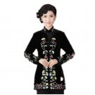 Autumn Winter Chinese Lady Velvet Jacket Mandarin Collar Slim Outwear Button Coat Free Shipping Size