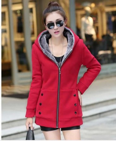 Basic jackets coat fall and winter clothes thick velvet hooded Coats Woman Plus Size Ladies Slim Jac