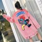 TREND-Setter 2017 Winter Cartoon Pink Coat Women Funny Embroidery Letter Pattern Long Loose Velvet T