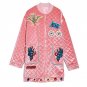 TREND-Setter 2017 Winter Cartoon Pink Coat Women Funny Embroidery Letter Pattern Long Loose Velvet T