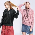 Comfortable velvet hoodies woman coat winter cute tops hooded sweatshirt female letters pink pullove