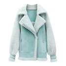 Korean Casaco Feminino New Autumn Winter Women Woolen Coat Short Thicken Warm Velvet Collar Blue Out