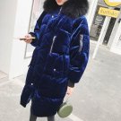 New Luxury Gold Velvet Parka Grey Duck Down Coats Natural Raccoon Fur Collar Hooded Long Thick Warm 