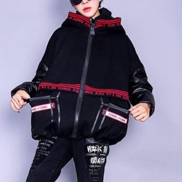 Winter Hooded Punk Styles Wool Coats Woolen Coat Thick Velvet inside Wool Coats Casaco Feminino With