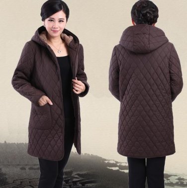 Parkas   winter new middle-aged women plus fertilizer to increase cotton velvet hooded winter coat j