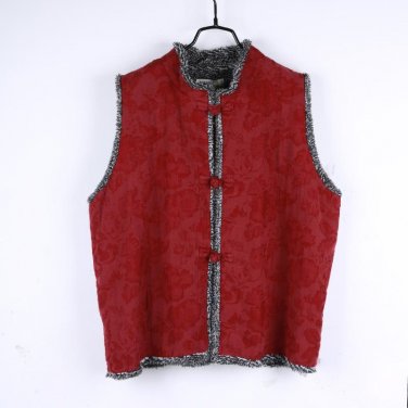 Autumn and Winter The New National Wind Sleeveless Jacquard Cotton and Velvet Buckle Vest Short Vest