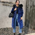 Cheerart Thicken Winter Velvet Long Down Jacket Parka Women Fur Hood Quilted Coat Anorak Overcoat Fe