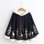 Autumn Winter Ethnic Hooded Forest Trees and Deer Printing Loose Bat Sleeve Pullovers Hoodies Velvet