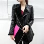 Newest Women\'s Winter Long Thicken Motorcycle Leather Jacket Plus Velvet Women Pu Leather Black O