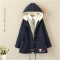 Autumn Winter Fashion College Wind Wild Cute Cartoon Cat Embroidery Loose Plus Velvet Thick Casual H
