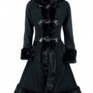 Winter New Trench Coat Gothic Medieval Vintage Long Winter Hooded Coat Party Fashion Button Patchwor