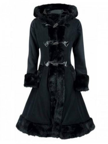 Winter New Trench Coat Gothic Medieval Vintage Long Winter Hooded Coat Party Fashion Button Patchwor