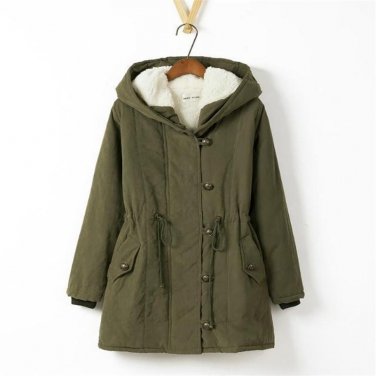 Plus Size Horn Butt Hoodies Plus Plus Velvet Cotton Padded Female Version Long Section Cashmere Coat
