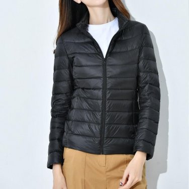 Women Winter Down Jacket Coat Chic Elegant Casual Outwear Fashion Ultra-light Solid Color Parkas 90%