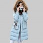Women Thick Winter New Robot Embroidered Hooded Duck Down Jacket Fashion Long 90 Velvet Outwear Coat