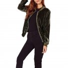Top Winter Autumn  Women Velvet Bomber Jacket Warm Vintage Zipper Biker Stylish Coat Black S-XL