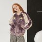 Autumn Winter Woman\'s Velvet Thick Coat Baseball Uniform Jackets Long Sleeve Patchwork Color Cartoo