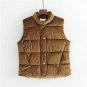 Women Winter Thick Warm Vest Female Autumn Cotton Padded Velvet Outwear Solid Mandarin Collar Sleeve