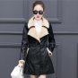 New Woman Overcoat Slim Top PU Leather With Velvet Thickening Warm Coat Winter Women Swear Long Brie