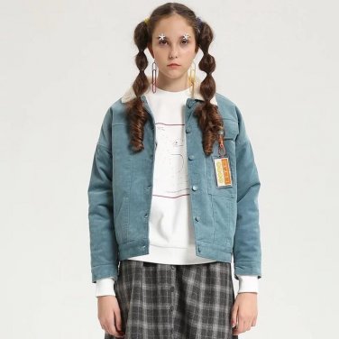 Women Turn Down Collar Winter Jackets Lady Velvet Thick Short Outwear Corduroy Cotton-padded Jacket 