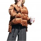 NYMPH 2017 Women New Winter Cotton Coat Parka Long Puff Sleeve Stand Collar Pockets Padded Velvet Th