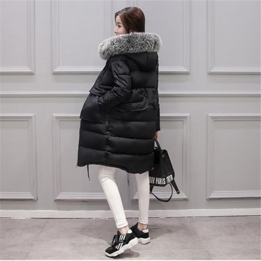 2016 new winter Jacket women coat bigger fur collar parka full sleeve thick cotton slim pockets casu