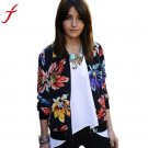 Fashion Autumn Winter Women Long Sleeve Floral Printed Zipper Suit Jacket Outerwear Harajuku Black C