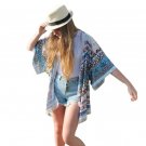 Women Jacket 2016 Fashion Geometry Printed Tassel Chiffon Shawl Kimono Cardigan Tops Cover up Outerw