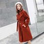 DoreenBow Autumn Winter Brown Black Women Wool Blend HIGH QUALITY Pockets Double Brested Sashes Fash