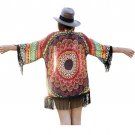 Tassel jacket women Summer Sunflowers Printed Chiffon Shawl Kimono Cardigan Tops Cover up Coat #LSN
