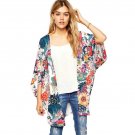 Autumn Coat Women Elegant Casual Floral Print Kimono Loose Cardigan Chiffon Tops Blouse Chiffon Cape