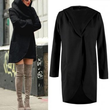 2017 Autumn Winter Jackets Women Blend Coat Pockets Long Hooded Coat Outerwear Female Overcoat Pocke