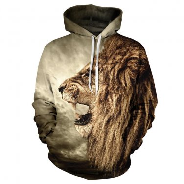 New Fall/Winter Casual Animal Hoodies Men/Women 3D Lion Sweatshirt Print Lion Head Hip Hop Pullover 