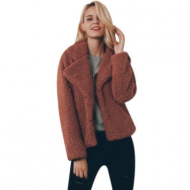 Faux Lambswool Oversized Jacket Coat Winter Warm Faux Fur Hairly Jackets Women Outerwear Female Over