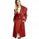 Autumn Warm Coat New Fashion Elegant Winter Women\'s Cashmeres Coats Belted Shawl Collar Wool Coat O