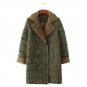 Gamiss Women Winter New Parkas Double-Breasted Long Sueded Wool Splicing Lapel Pockets Flocking Coat