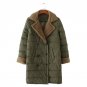 Gamiss Women Winter New Parkas Double-Breasted Long Sueded Wool Splicing Lapel Pockets Flocking Coat