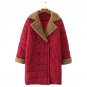 Gamiss Women Winter New Parkas Double-Breasted Long Sueded Wool Splicing Lapel Pockets Flocking Coat