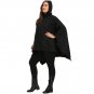 Gamiss Black Trendy Autumn Winter Coat Asymmetric Batwing Sleeve Plus Size Cape Coat Hooded Outwear