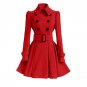 Autumn Winter Women Overcoat Double Breasted Coat Turn Down Collar Long Sleeve Jacket Outwear With B