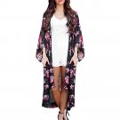 Fashion kimono Style Women Blouse Floral Printed Open Cape Casual Three Quarter Street Wear Long Sum